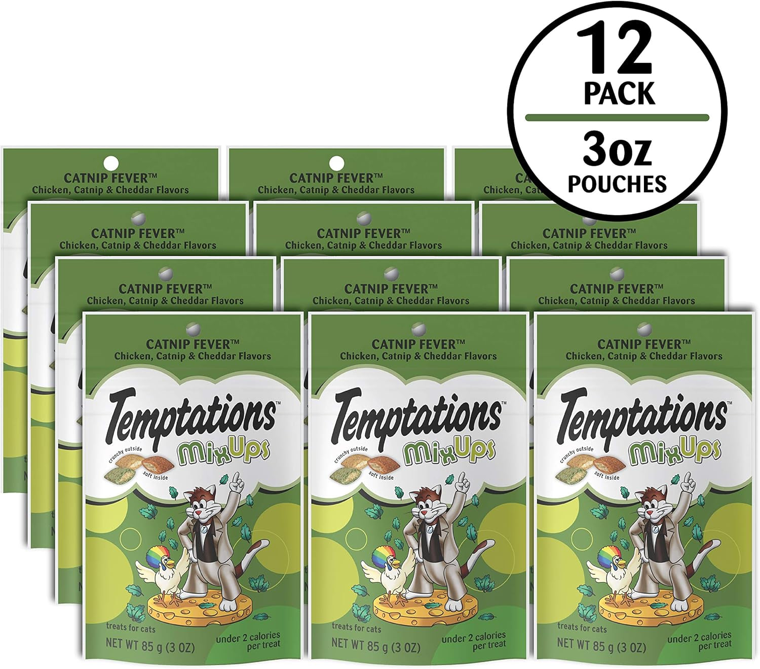 Cat Treats, Classic Crunchy and Soft Cat Treats, Catnip Fever Flavor, Catnip Treats, 3 Oz. Pouch (Pack of 12)