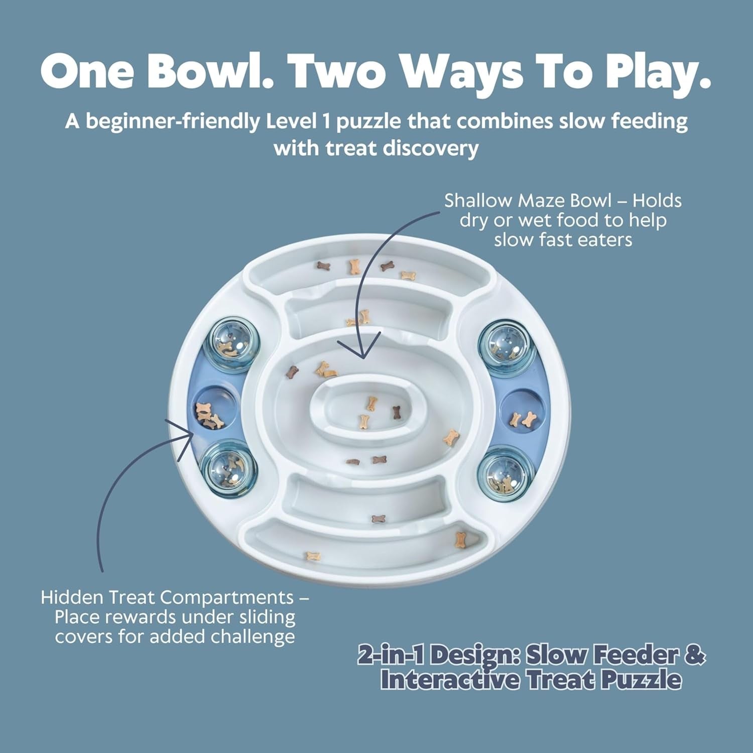 Slide & Feed Dog Activity Interactive Toy, Level 1 Food Puzzle Game, Brain Teasing Treat Dispenser, IQ and Mental Development Toy for Smart Dogs, Enrichment Toy for Boredom Busting