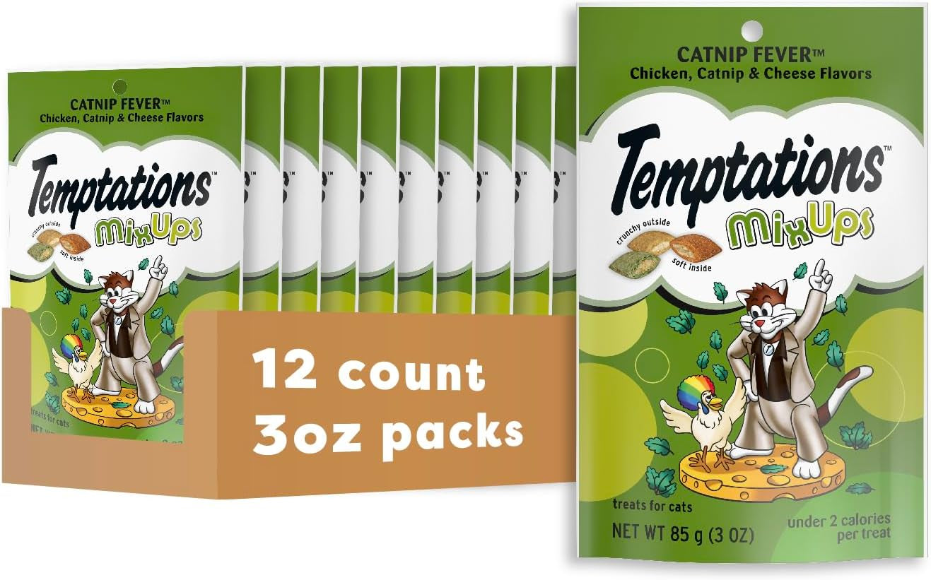 Cat Treats, Classic Crunchy and Soft Cat Treats, Catnip Fever Flavor, Catnip Treats, 3 Oz. Pouch (Pack of 12)