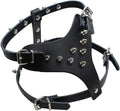 13.5"-17" Chest Genuine Leather Spiked Studded Pet Puppy Dog Harness Adjustable Small Dog Chihuahua Harness Black One Size