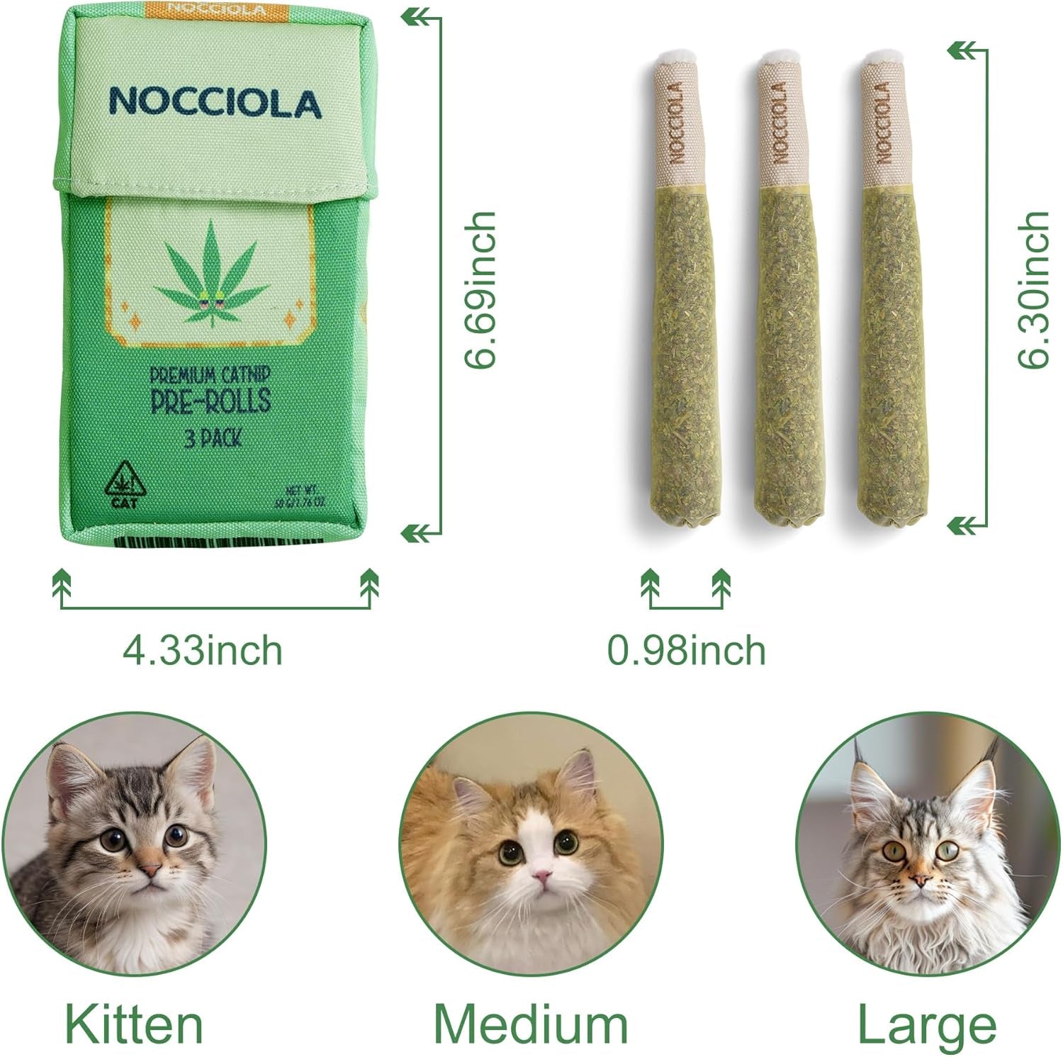 3 Pack Catnip Toys for Cats, Funny Cat Toys Filled with 100% Pure Organic Catnip